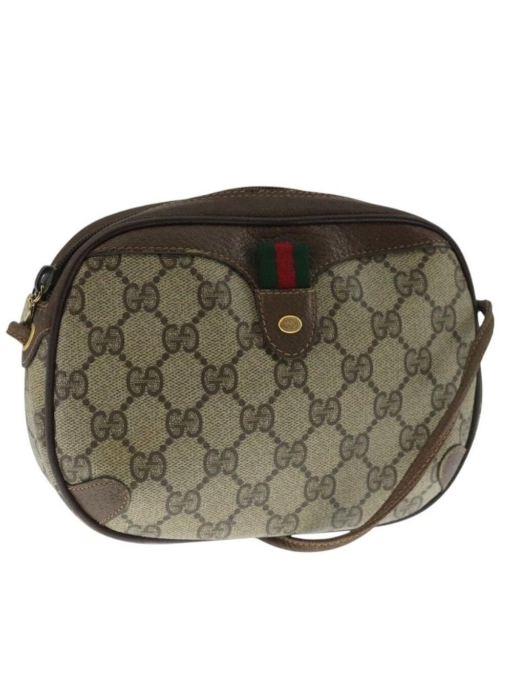 Authentic GUCCI Web Sherry Line GG Supreme Shoulder Bag PVC Beige 89 02 066